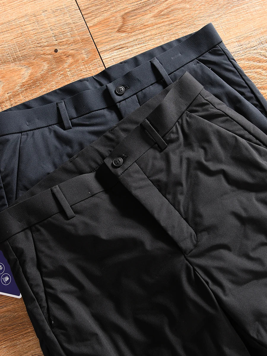 Thickened Duck down Men's Casual Straight Leg down Pants Winter Business Leisure Youth Popular Long Pants Polyester Fiber