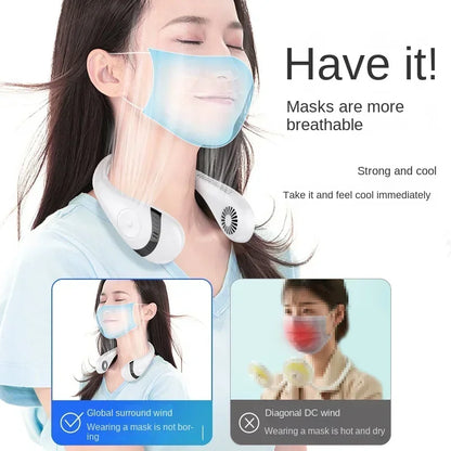 Portable Neck Fan Foldable Small Cooling Fan Air Conditioner Rechargeable USB Bladeless Neck Fan Personal Wearable Cooler