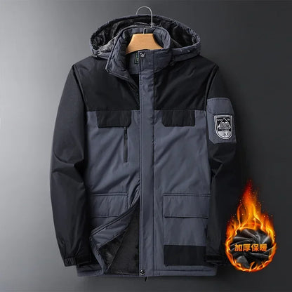 2025 9XL Mens Winter Jacket Fleece Lining Zip Hood Warm Parka Male Large Size Waterproof Big Extra Plus 8XL Windbreaker Mountain
