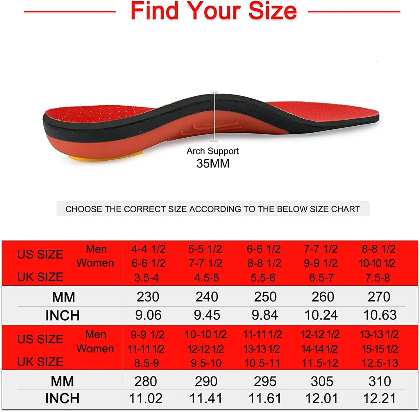iFitna Plantar Fasciitis Orthopedic Sport Insole High Arch Support Men Women Sole, Flat Feet Pain Relief Orthotic Shoe Insert