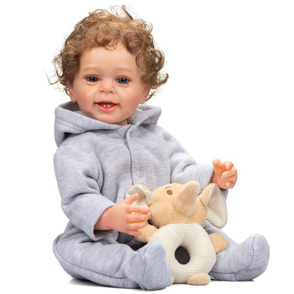 NPK 55CM Reborn Baby Boy Doll Full Body Soft Silicone Real Touch Yannik Children's Bath Toy Waterproof Ideal Gift
