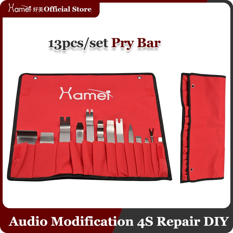 Hamei 13Pcs Stainless Steel & 14Pcs Pry Bar Plate Removal Rearview Mirror Door Panel Buckle Combo Auto Trim Removal Tool Kit