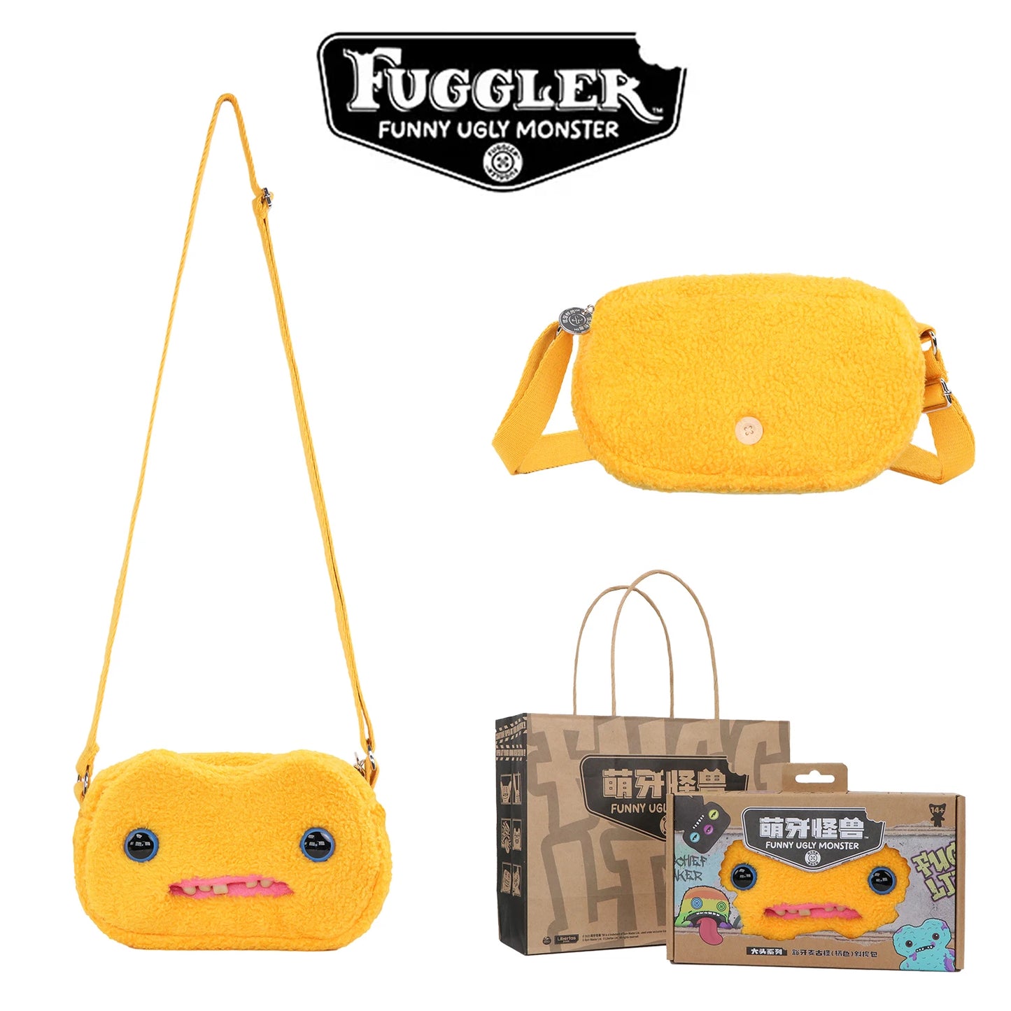 Fugglers Ugly Tooth Monster Fluffy Crossbody Bags Cute Fugg Plush Purse Shoulder Backpack Wallet Girls Boys Cartoon Animal 22CM