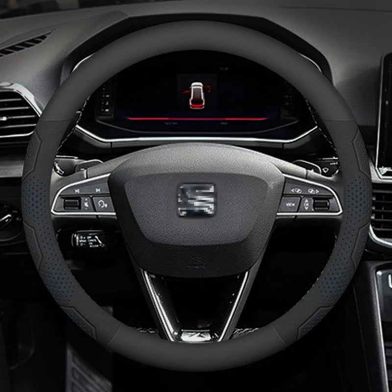 For SEAT Leon Ibiza FR 2 Ateca Arona Exeo Arosa Tarraco Mii Carbon fiber Suede Leather Car Steering Wheel Cover Auto Accessories