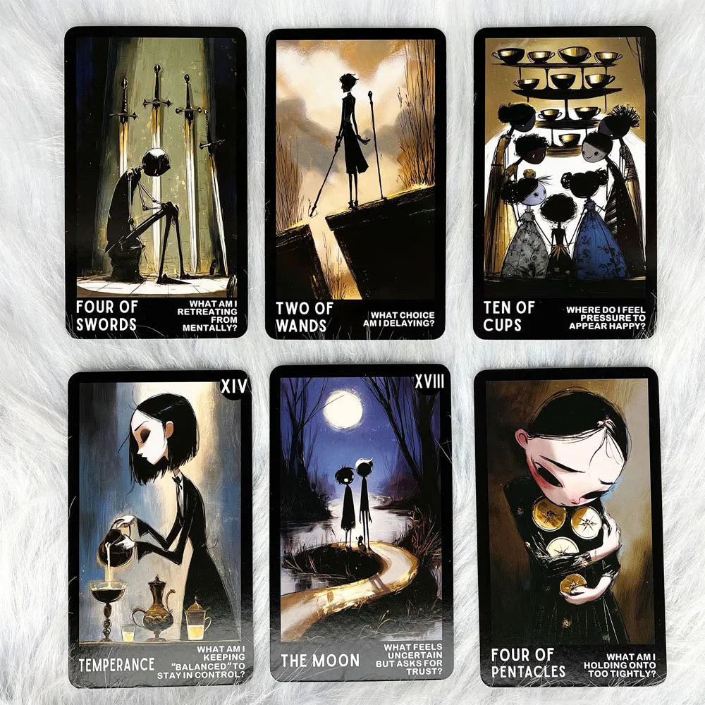 Shadow Tarot Cards Set, 80 Pieces, 13x8 Cm Size, Ideal for Reflection & Resistance Techniques, Not Suitable for Beginners