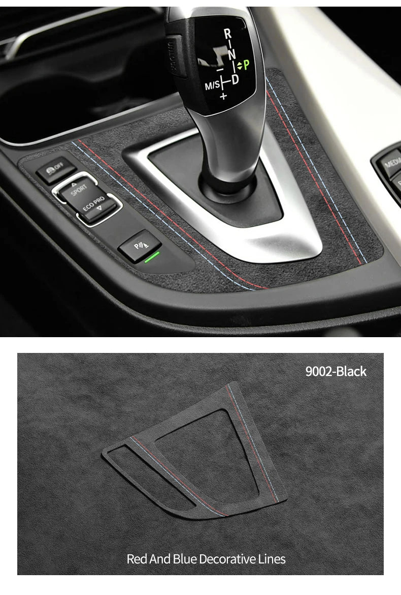 For BMW F30 F34 F36 Gear Shift Control Panel Trim Frame Decorative Sticker Made of Alcantara Car Interior Tuning Accessories