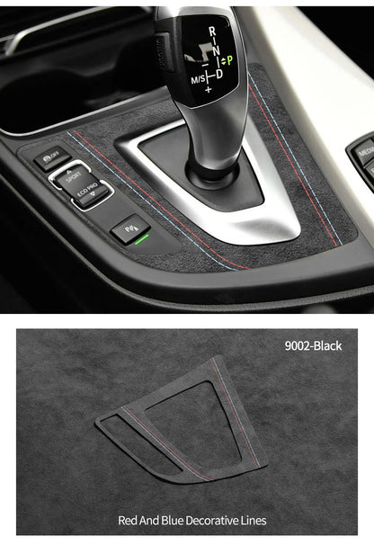 For BMW F30 F34 F36 Gear Shift Control Panel Trim Frame Decorative Sticker Made of Alcantara Car Interior Tuning Accessories