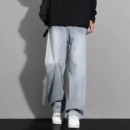 Men's Loose Straight Leg Jeans Washed Vintage Baggy Denim Pants 2026