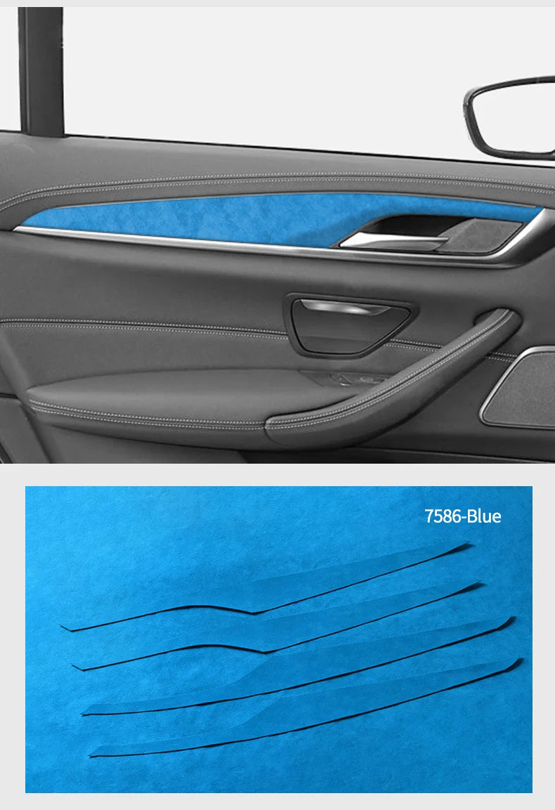 For BMW 5 Series G30 G38 Car Door Inner Handle Decorative Trim Frame Sticker Premium Interior Accessories Made of Alcantara