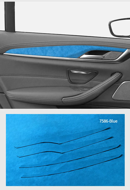 For BMW 5 Series G30 G38 Car Door Inner Handle Decorative Trim Frame Sticker Premium Interior Accessories Made of Alcantara