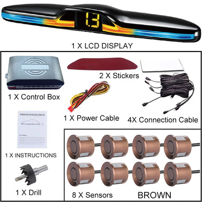 6 Or 8 Sensor Parking Kit LED Display Safe Protection Clear Alert Vehicle Reversing Assistance System