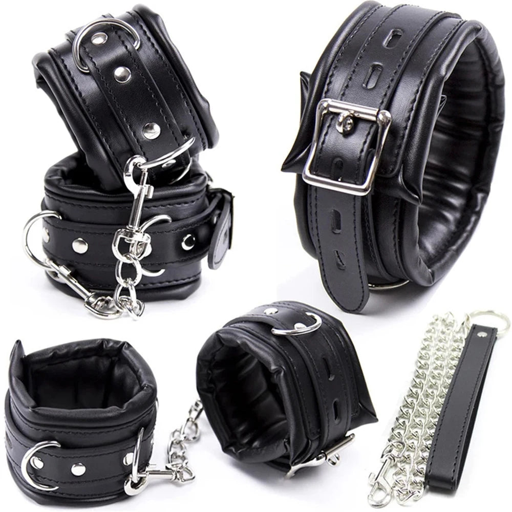 Bondage Kits Extendable Products Leather Restraint Set Handcuffs Ankle Cuffs Bdsm Toys For Couples Women 18 Adult Games