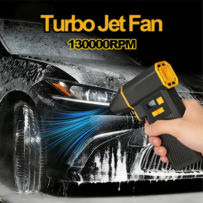 Turbo Jet Fan Electric Air Duster 10000mAh High-Speed Blower 130000RPM for Car PC Home Cleaning Powerful Portable Dryer Tool
