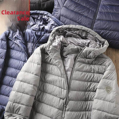Lightweight Casual Hooded down Jacket Short Pure Color Men's Cotton Coat Warm Stylish Slim Fit Regular Length Spring Season