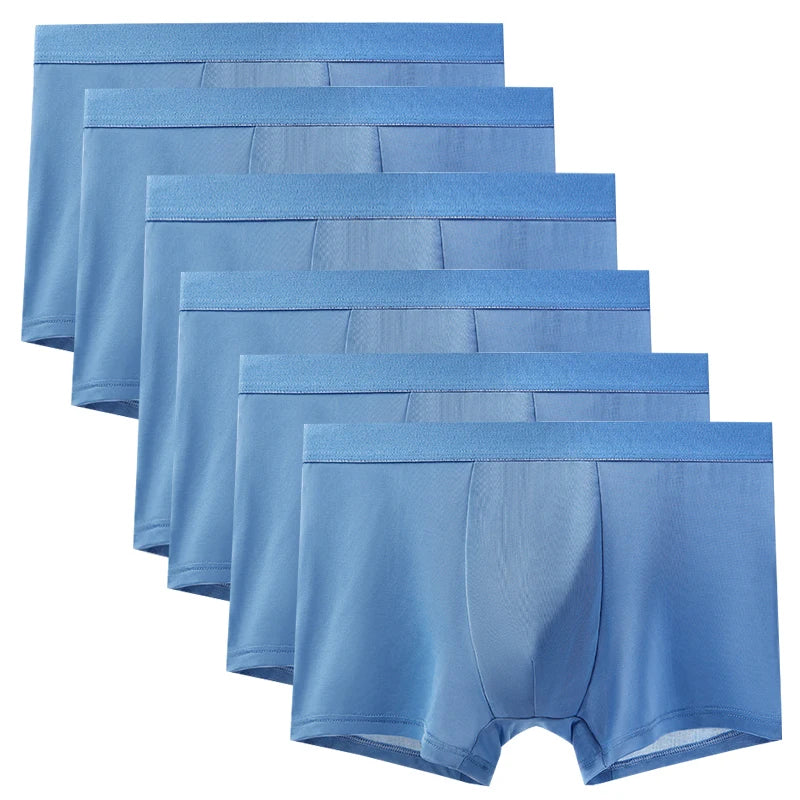 6pcs Men's Summer Ice Silk Boxers Briefs Males Underwears Boys Comfort Underpants Shorts Mans Ultra-thin Breathable Sexy Panties