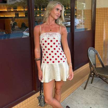 Tornova Polka Dot Lace Sling Dress For Women Slim Sleeveless Elegant Sexy Banquet Dress 2026 Summer Female Vacation Party Dress