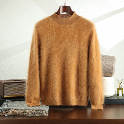 High-end brushed 100% pure cashmere warm men's half turtle neck new autumn and winter Joker knit bottoming shirt.