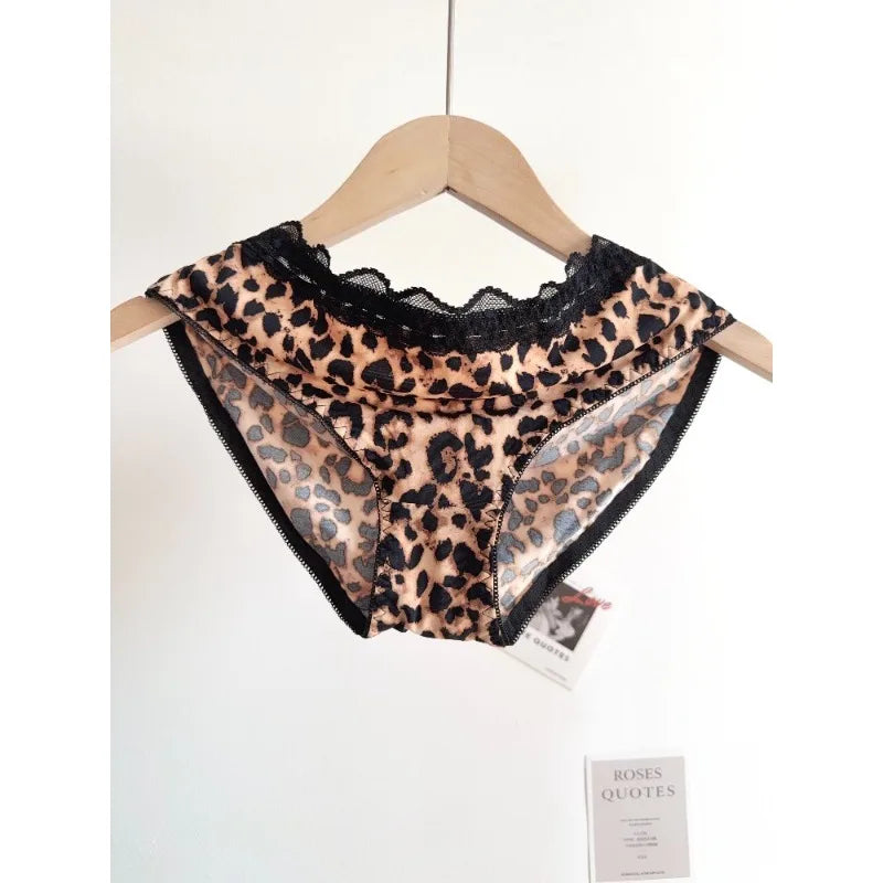 Sexy Leopard Print Lingerie Set Women Wireless Invisible Small Bust Lift, Adjustable A To C Cup, Sheer Lace Pure Style,soft S-XL