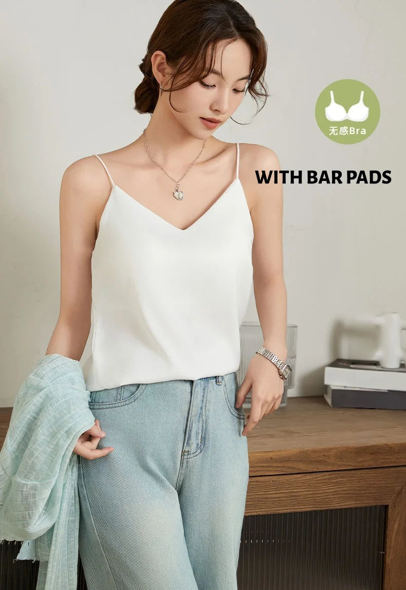 Summer V-neck Strapless Top Women With Bar Pads Breathable Top Suitable for Wearing Over T-Shirts