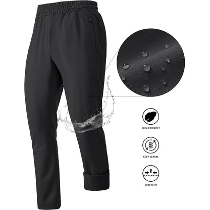 TACVASEN Men's Fleece Lined Track Pants Fall Winter Thermal Warm Jogger Pants Waterproof Workout Casual Drawstring Sweatpants