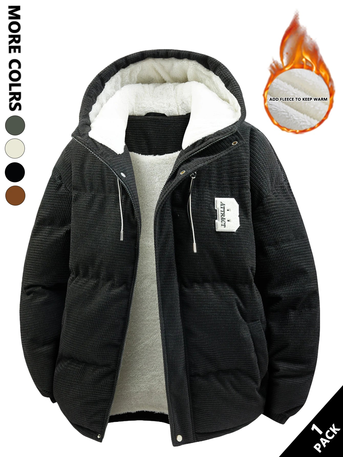 Men's Hooded Cotton Jacket Is Light and Warm Without Being Bulky. the Hood Adds Practicality and Is Suitable for Outdoor Light Activities, Warm-Up Exercises, Layering in Autumn and Winter, Daily Shopping, Friend Gatherings, a