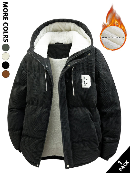 Men's Hooded Cotton Jacket Is Light and Warm Without Being Bulky. the Hood Adds Practicality and Is Suitable for Outdoor Light Activities, Warm-Up Exercises, Layering in Autumn and Winter, Daily Shopping, Friend Gatherings, a