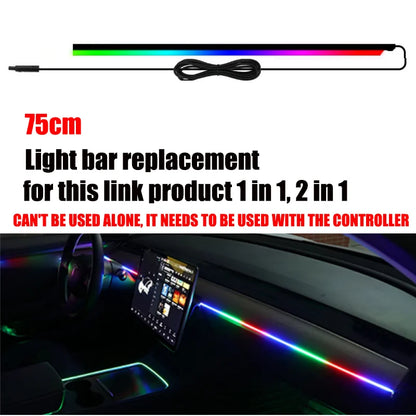 LED Symphony Ambient Lights Strip Car Interior Streamer RGB LED Neon Hidden Acrylic Strip Decoration Atmosphere Lamp USB