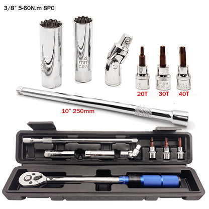 3/8" 5-60N.m Square Drive ±3% High Precision Torque Wrench 1pc 3pcs 7pcs 8pcs Set Bicycle Motorcycle Automotive IDY Hand Tools