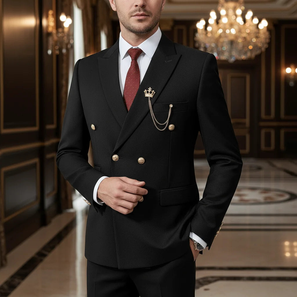 ST Cassy double-breasted Men's Suit Fashionable and Casual Slim Fit Male Groom Wedding Blazers Party Dress Jacket Coat Pants