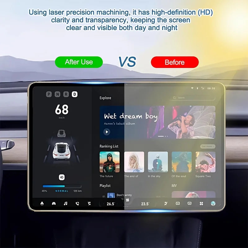 For Tesla Model 3 Y Highland 2025  HD Tempered Glass Screen With Dust-Free Film Touch Screen Protection Steel Glass Film