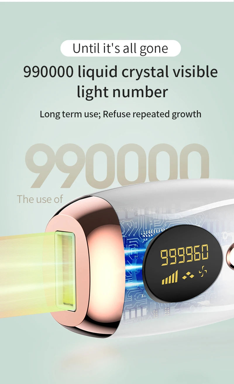 Permanent Hair Removal for Women Facial Body Bikini,Painless Safe IPL Laser Epilator 999999 Flashes LCD Display