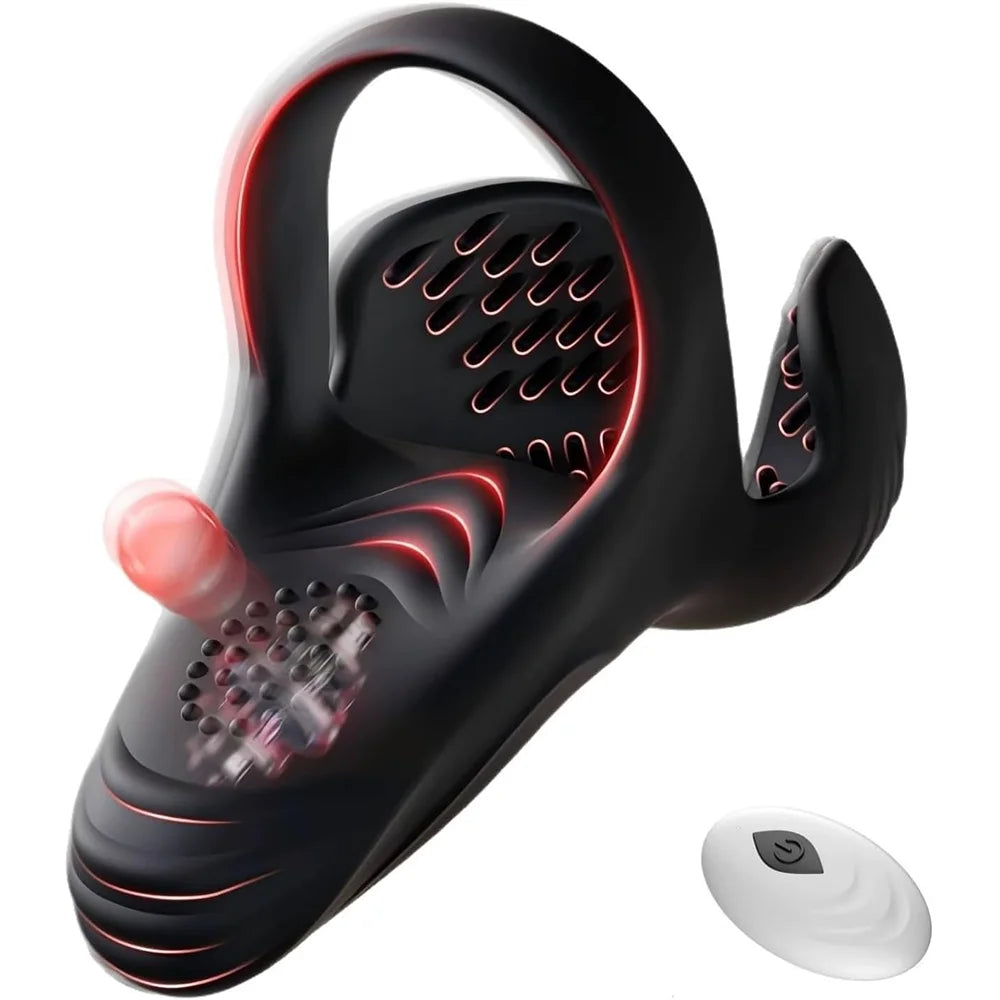 Powerful Vibrating Cock Ring 3 IN 1 Testicle Massager Perineum Stimulator for Men Sex Toys Male Penis Ring Vibrator Adult Goods
