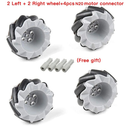 4pcs/set Mecanum Wheel Universal Omnidirectional Wheel for Legos TT N20 Motor Smart Car Robot Parts DIY Building Block Tire Toy