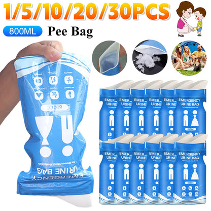 1-30PCS Outdoor Emergency Urine Bags 850ml Disposable Travel Mobile Toilet Portable Urinal Bag for Female Baby Male Vomiting Bag