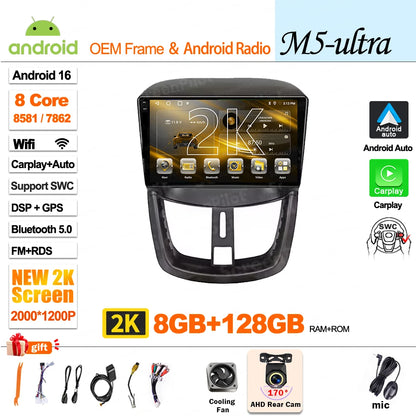 Android 15 For Peugeot 207 207CC 2006 - 2015 Car Radio Multimedia Video Player Stereo Head Unit 2 din Wireless Android Auto Wifi