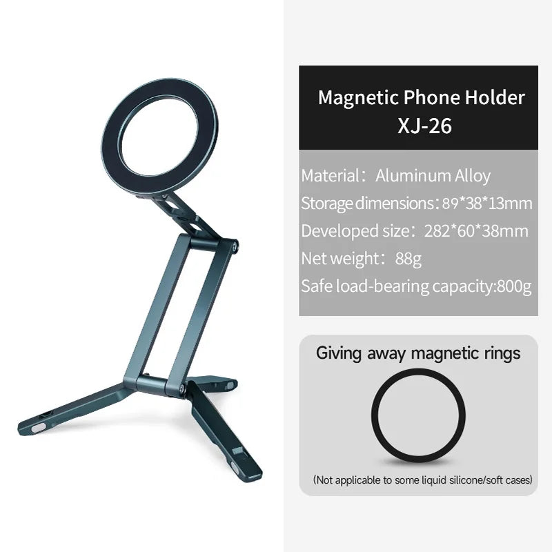 COBONE Magnetic Phone Tripod Holder Foldable Adjustable with Arca-Swiss for Phone Vlog Portable Desktop Phone Mount for Travel