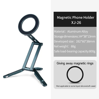 COBONE Magnetic Phone Tripod Holder Foldable Adjustable with Arca-Swiss for Phone Vlog Portable Desktop Phone Mount for Travel