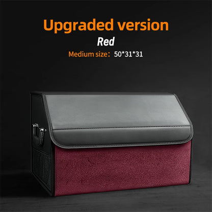 Car Suede Trunk Organizer Large Capacity Leather Foldable Storage Box Portable Multifunctional Tool Organizer Car Accessories