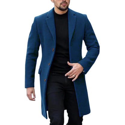 Eu Size Men's Coat plus Lining Jackets Winter Travel Gentleman Top Coat Warm Oversized Single-breasted Men's M-3XL
