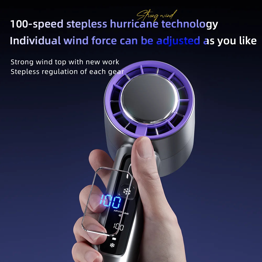 2024 New Semiconductor Refrigeration High-speed Handheld Electric Fan 3000mAh USB Portable Rechargeable Outdoor Small Fan