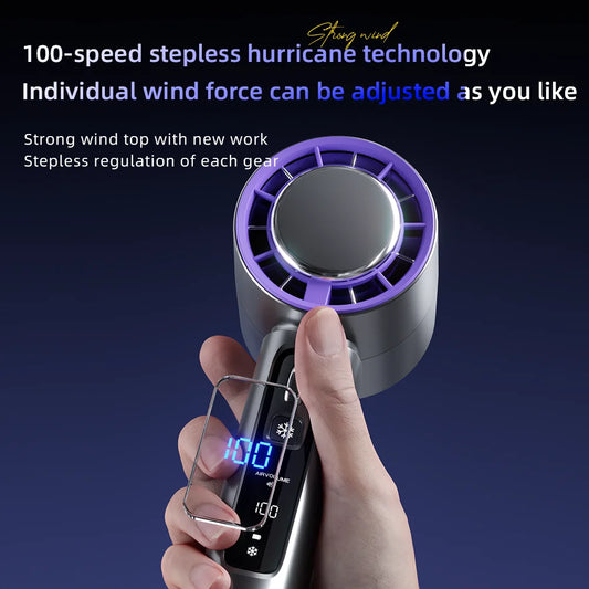 2024 New Semiconductor Refrigeration High-speed Handheld Electric Fan 3000mAh USB Portable Rechargeable Outdoor Small Fan