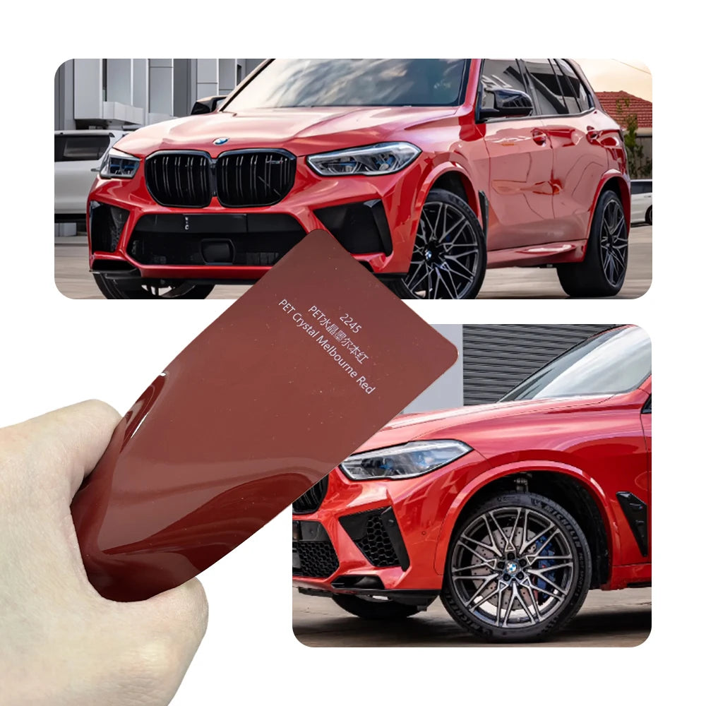 Super Bright Crystal Melbourne Red Full Car Wrap Vinyl PVC PET Auto Body Sticker Color Changing Film Roll Paint Protection 18M