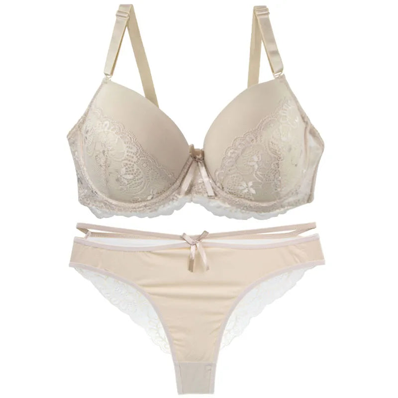 Nouvell Seamless Sexy Lace Bras Set 34/75 36/80 38/85 40/90 42/95 44/100 BCDE Cup Underwear For Women Push Up Lingerie
