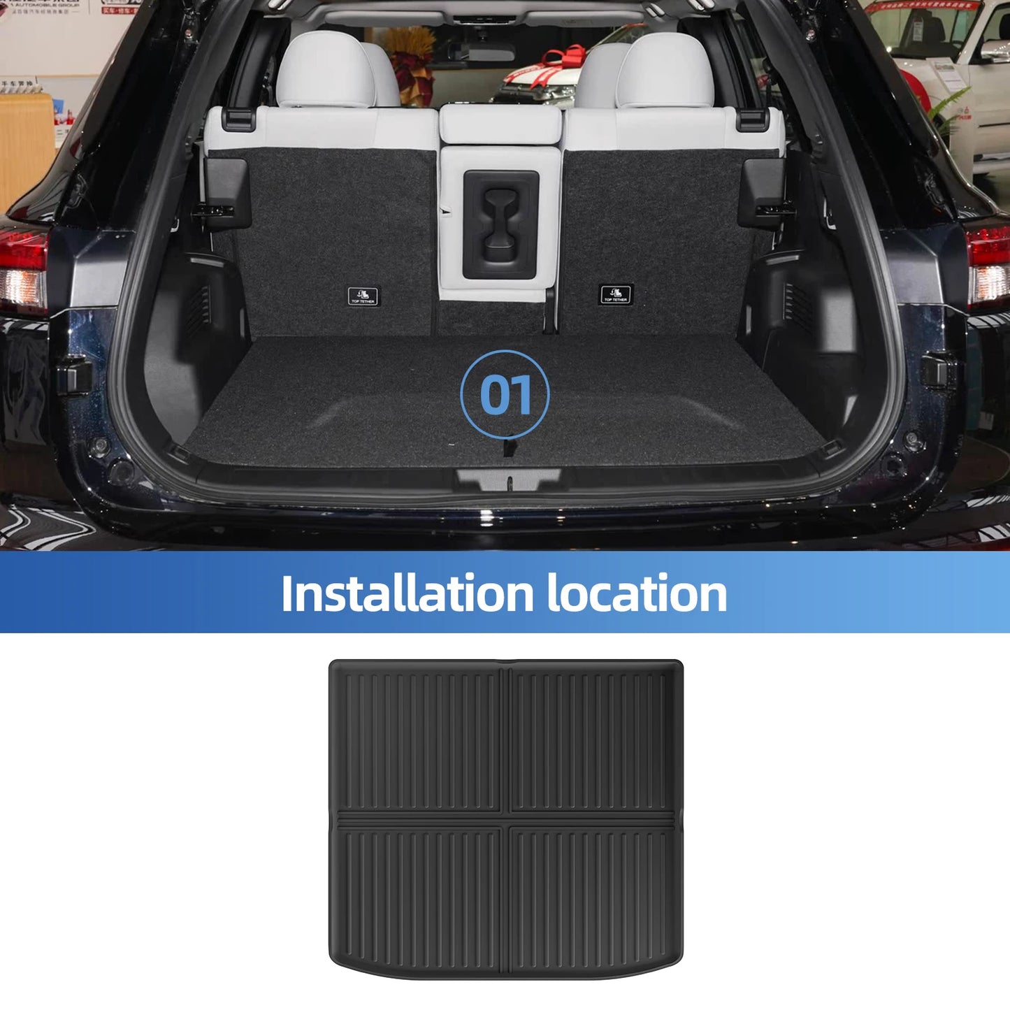 for Mitsubishi Outlander 2023-2024 Car Floor Mats Car Accessories Cargo Liner Trunk Mat Protection Pad Only Fit Right Rudder