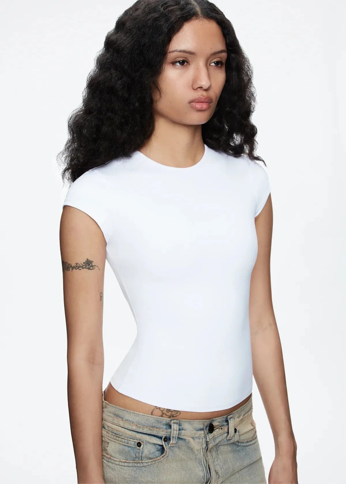Tank Basic Slim-Fit Round-Neck T-Shirt, High-Elastic Slim-Fit Slimming Hot Girl Style Short Top, Versatile Hot Girl Style Everyday Outerwear Top, High-Elastic Slim-Fit T-Shirt