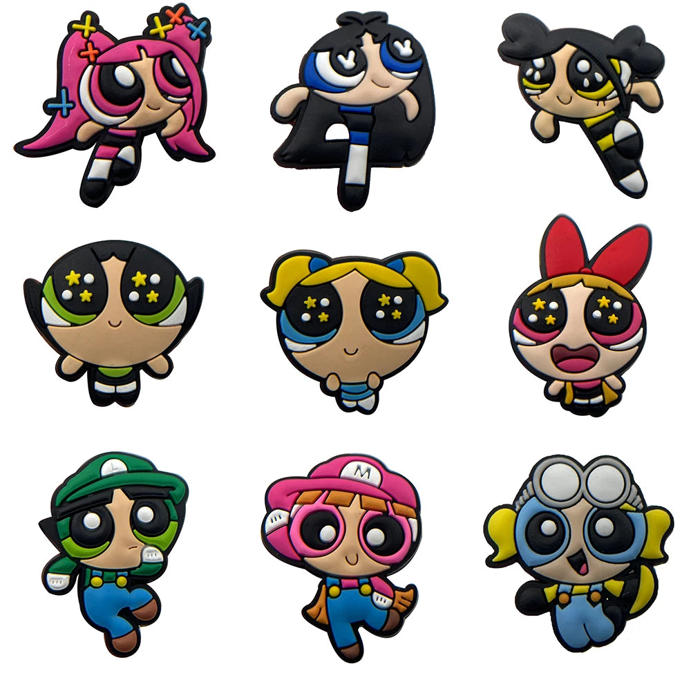 9-100Pcs Hot Toys Cartoon Series Shoe Charms For Clog Sandals,Shoe Decoration Accessories Buckle For Girl Kids Gifts