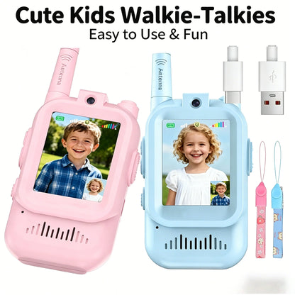 Video Walkie Talkies for Kids 2 Pack Rechargeable Intercom Walkie talkie 2 Screen One Click Call Child Video Intercom gifts