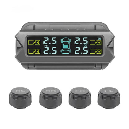 External TPMS Solar Power TPMS Car Tire Pressure Alarm Monitor Auto Security System Tyre Pressure Adjustable Temperature Warning