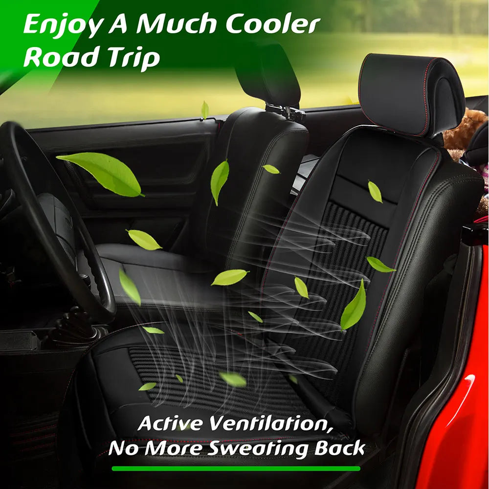 Luxury Heated and Cooling Car Seat Cover, Ventilated Cooling Car Seat Warmer Cushion 12-24V Universal Fit, Classic Black