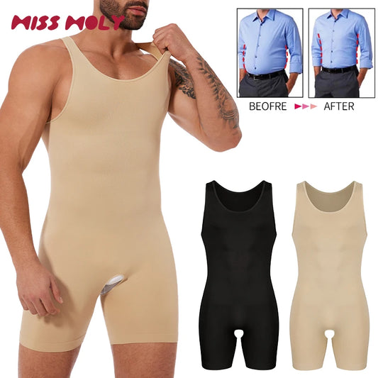Mens Sleeveless Full Body Shaper Underwear Slimming Compression Seam-free Bodysuit Shapewear Tummy Control Fajas Para Hombres